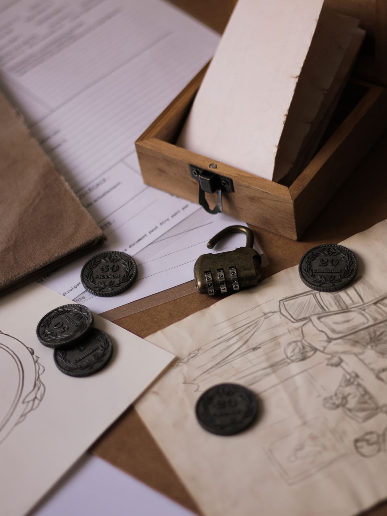 accesoires et documents pour jeux et escape games